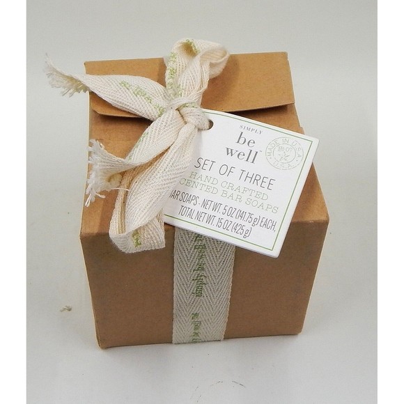 Simply Be Well Hand Crafted Soap Set of 3 Almond Milk Lemon Poppy Olive Oil - Picture 1 of 7